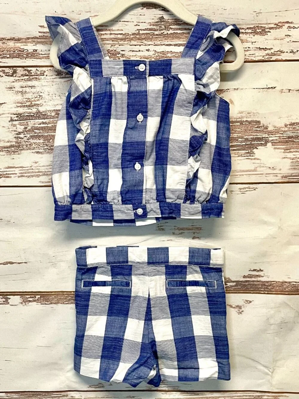 Janie and Jack Gingham Cotton Top and Short Set